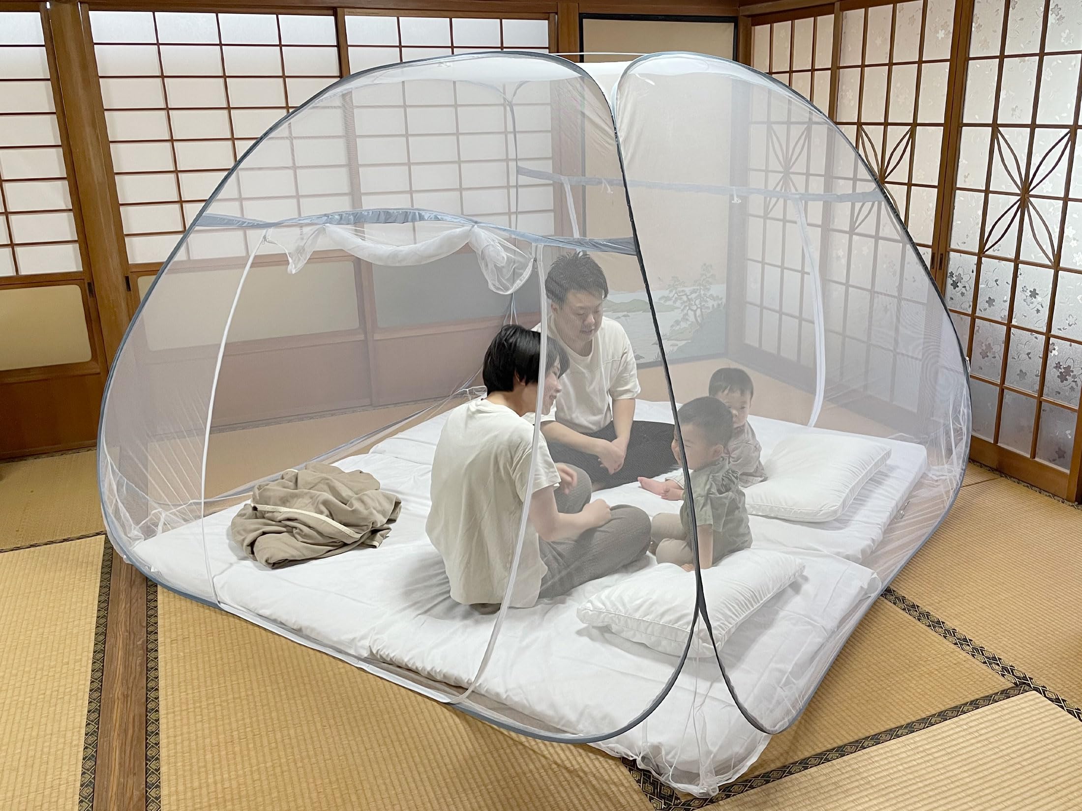 Amazon.co.jp: MTK 蚊帳 かや 幅250cm キング 3人用 折りたたみ 底付き