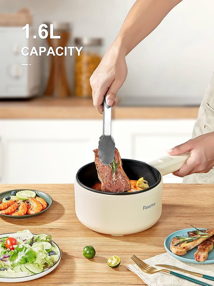 Amazon.com: Hot Pot Electric With Steamer, 1.6L Ramen Cooker Non