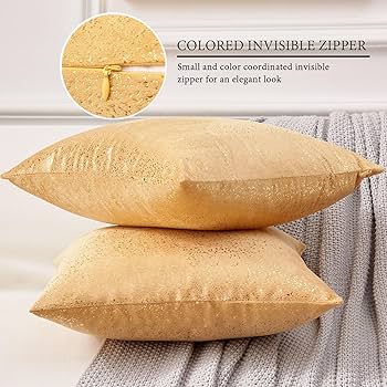Amazon.co.jp: EUCIOR ゴールドクッションカバー 12x20 ライトゴールド