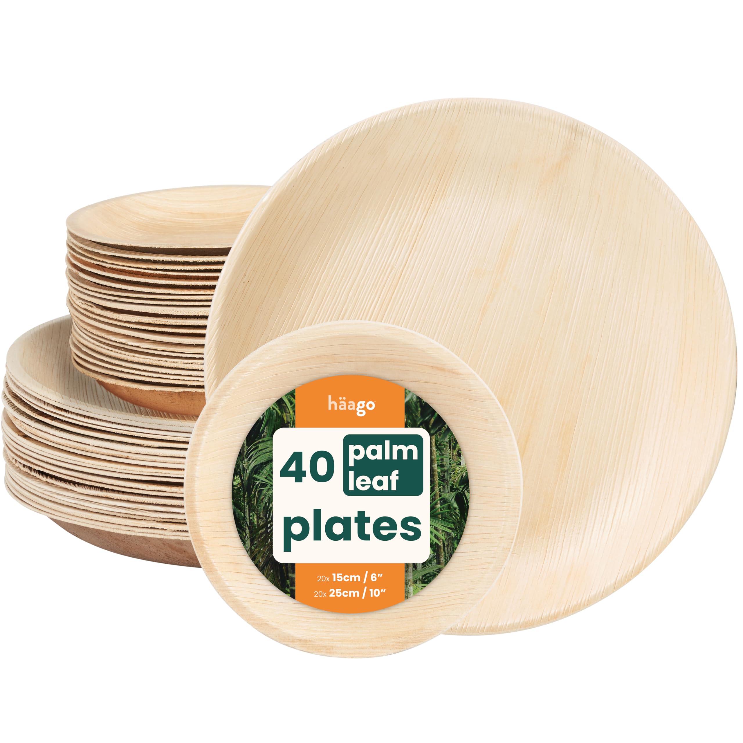 Amazon.co.jp: HAAGO ヤシの葉皿 40枚パック 10インチ&6インチ (円形