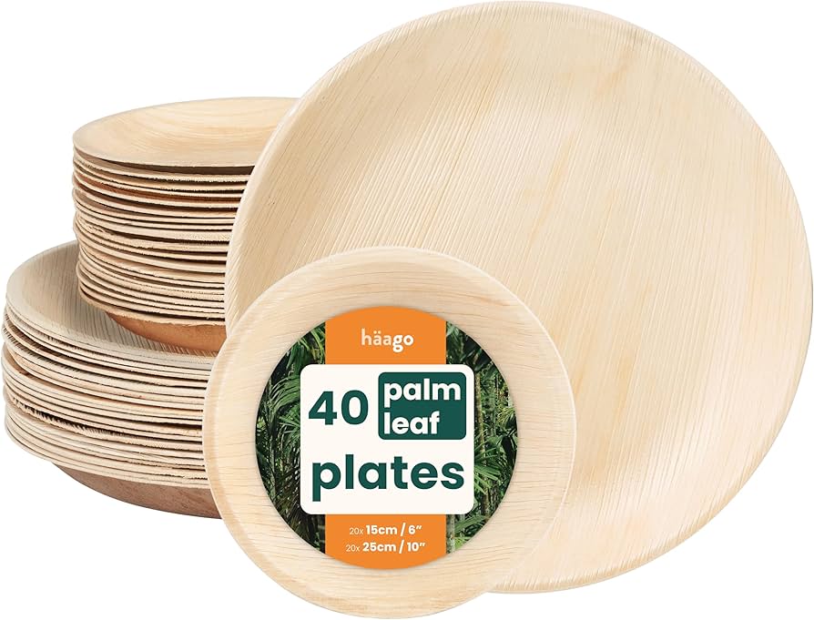 Amazon.co.jp: HAAGO ヤシの葉皿 40枚パック 10インチ&6インチ (円形