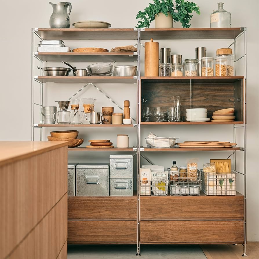 Amazon｜無印良品 ステンレスユニットシェルフ ウォールナット材棚