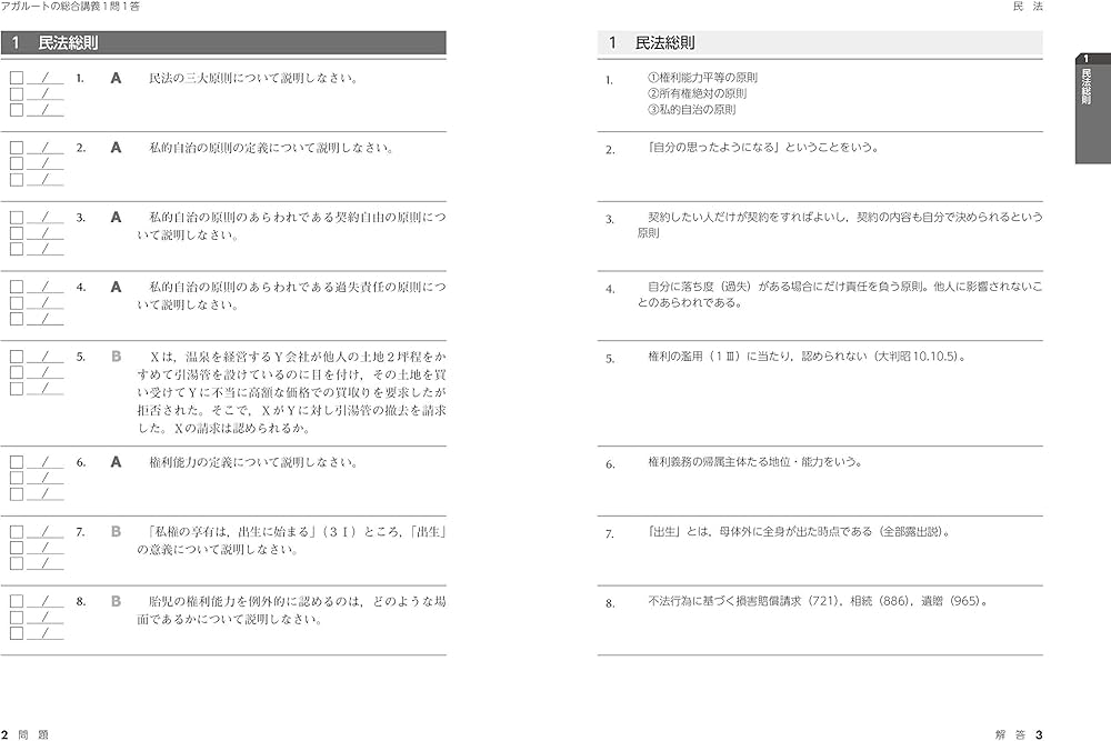 アガルートの司法試験・予備試験 総合講義1問1答 民法 | アガルート