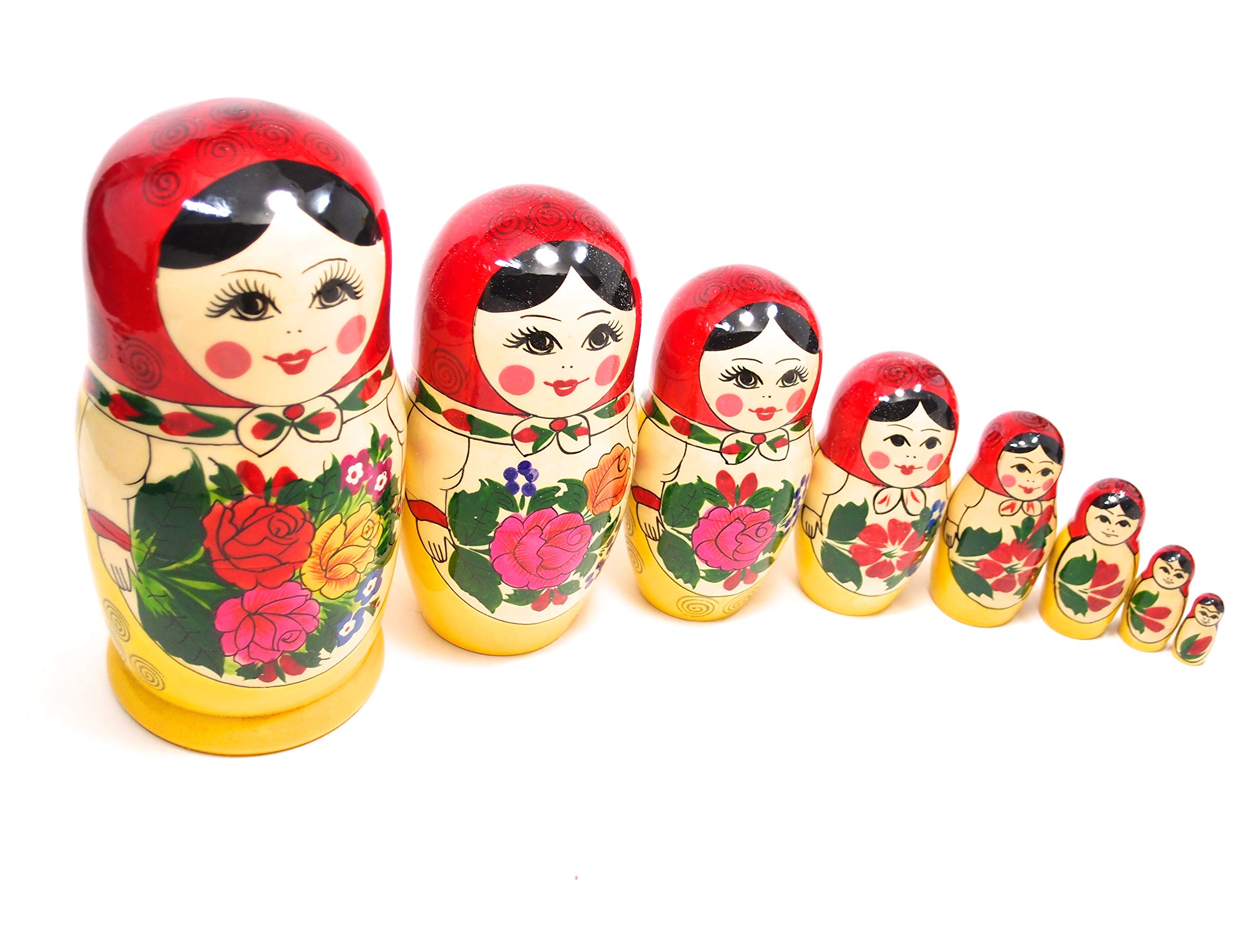 Amazon | セミョーノフ産 マトリョーシカ 8個組 伝統柄 赤 BIGサイズ
