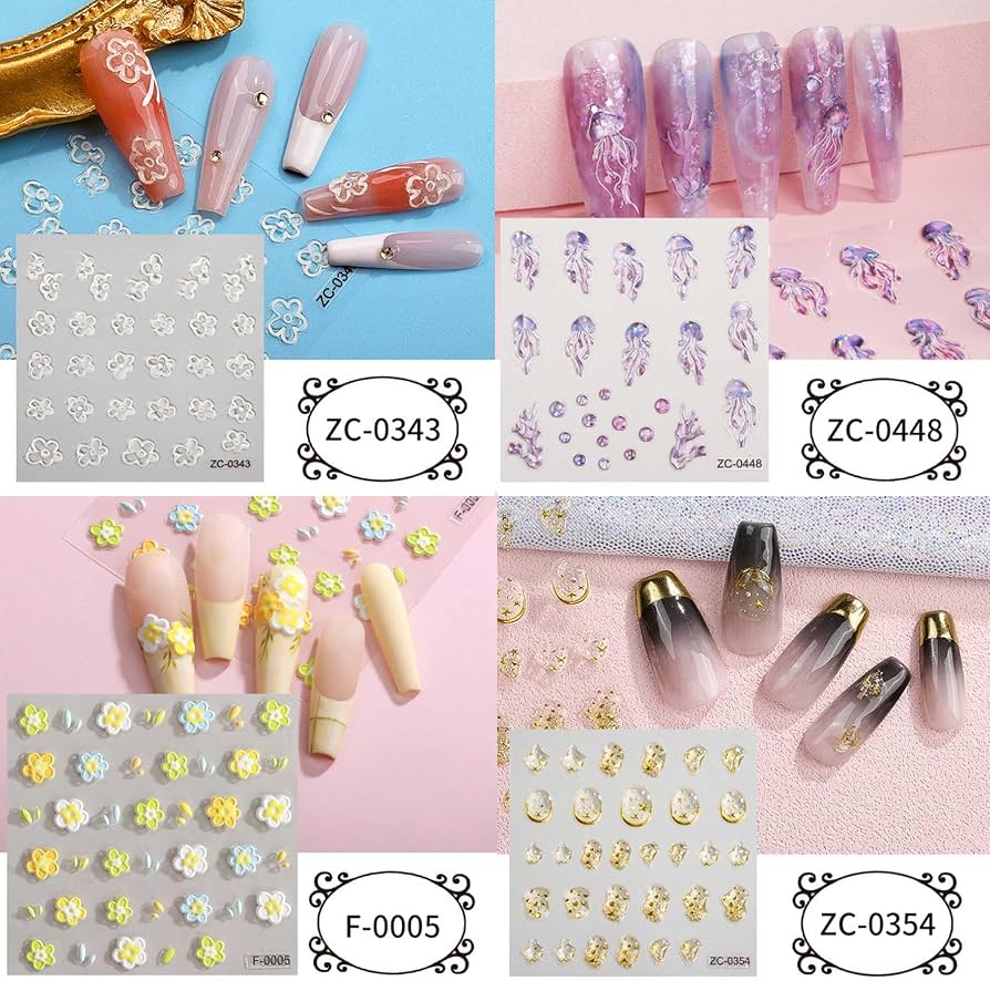 Amazon.co.jp: 【GLASS FROG】5D ネイルシール ぷっくり加工 韓国風