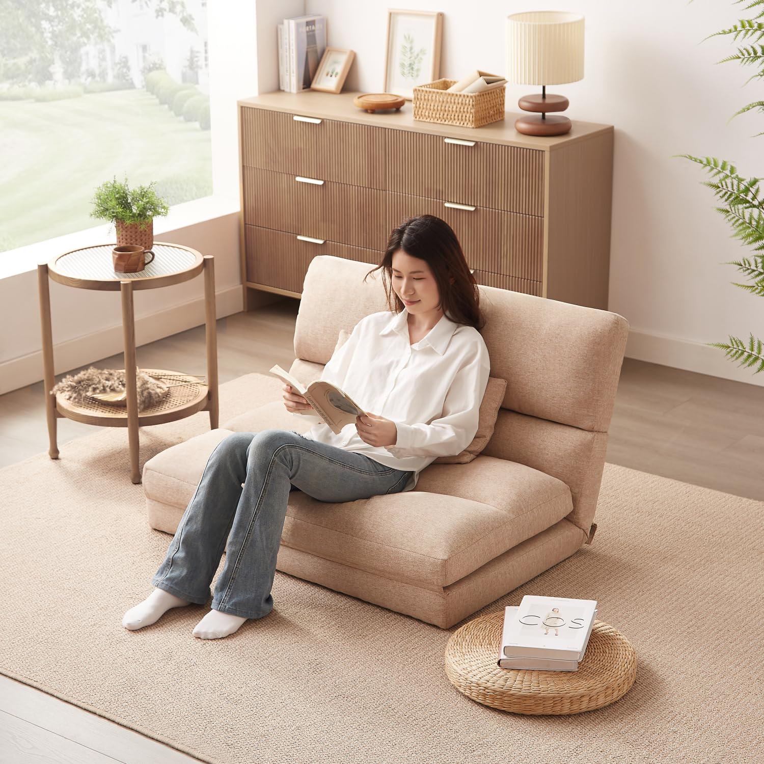 Amazon｜折りたたみ ソファベッド 座椅子 幅103cm 2人掛け ソファ