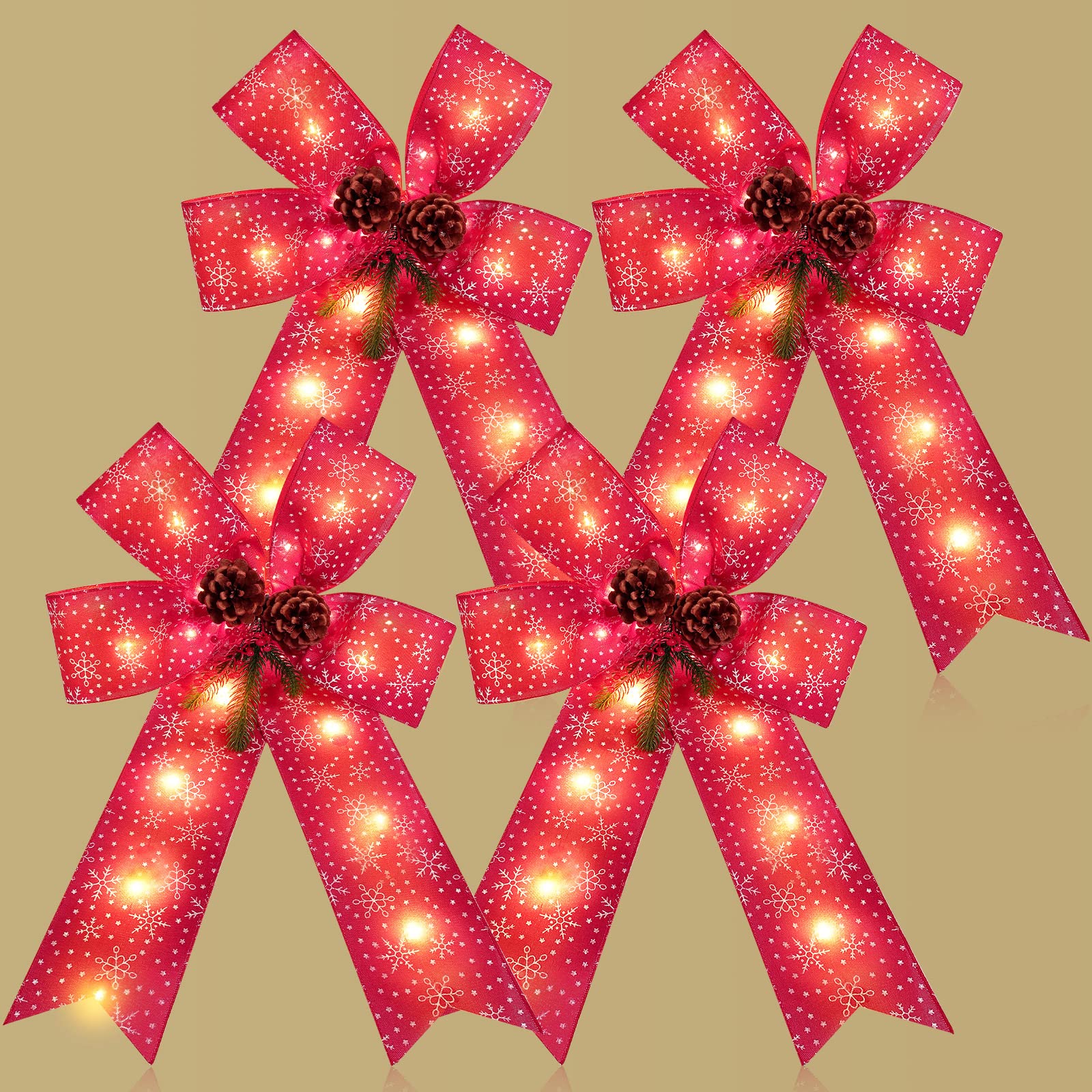 Amazon.co.jp: クリスマス LED リース リボン 屋外装飾 23 x 16インチ