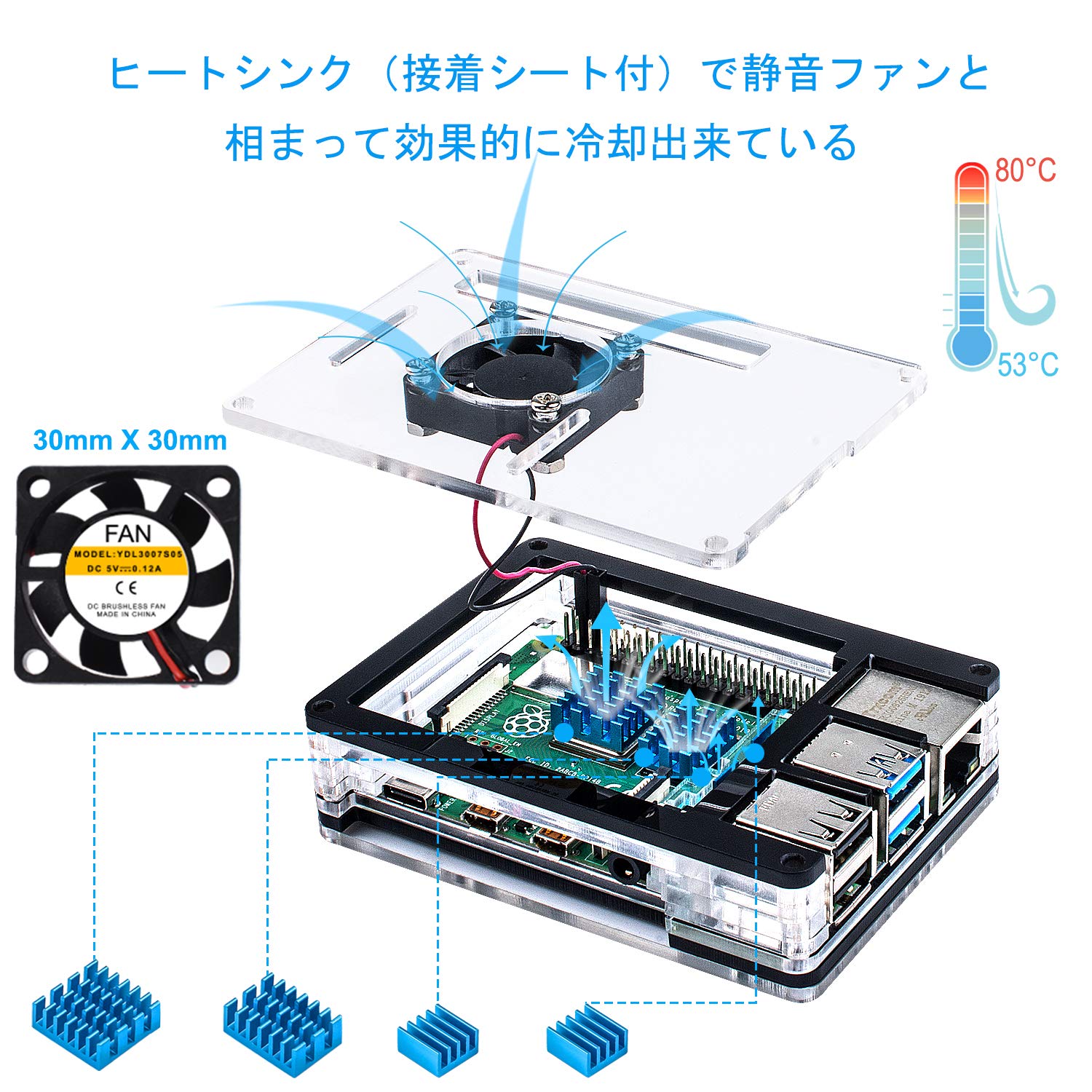 Amazon | Miuzei 最新Raspberry Pi 4 ケース ラスベリー パイ 4 ケース