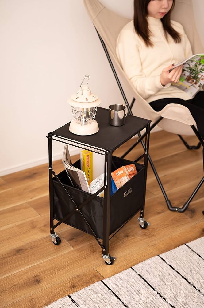 テーブルワゴン キャスター付き 折りたたみ式 ブラック MIP-71 N01