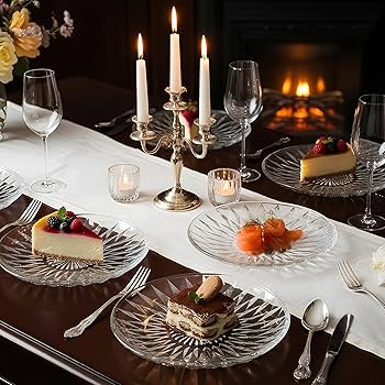 Amazon.com | Hiceeden Set of 12 Crystal Glass Salad Plate, 8 Inch