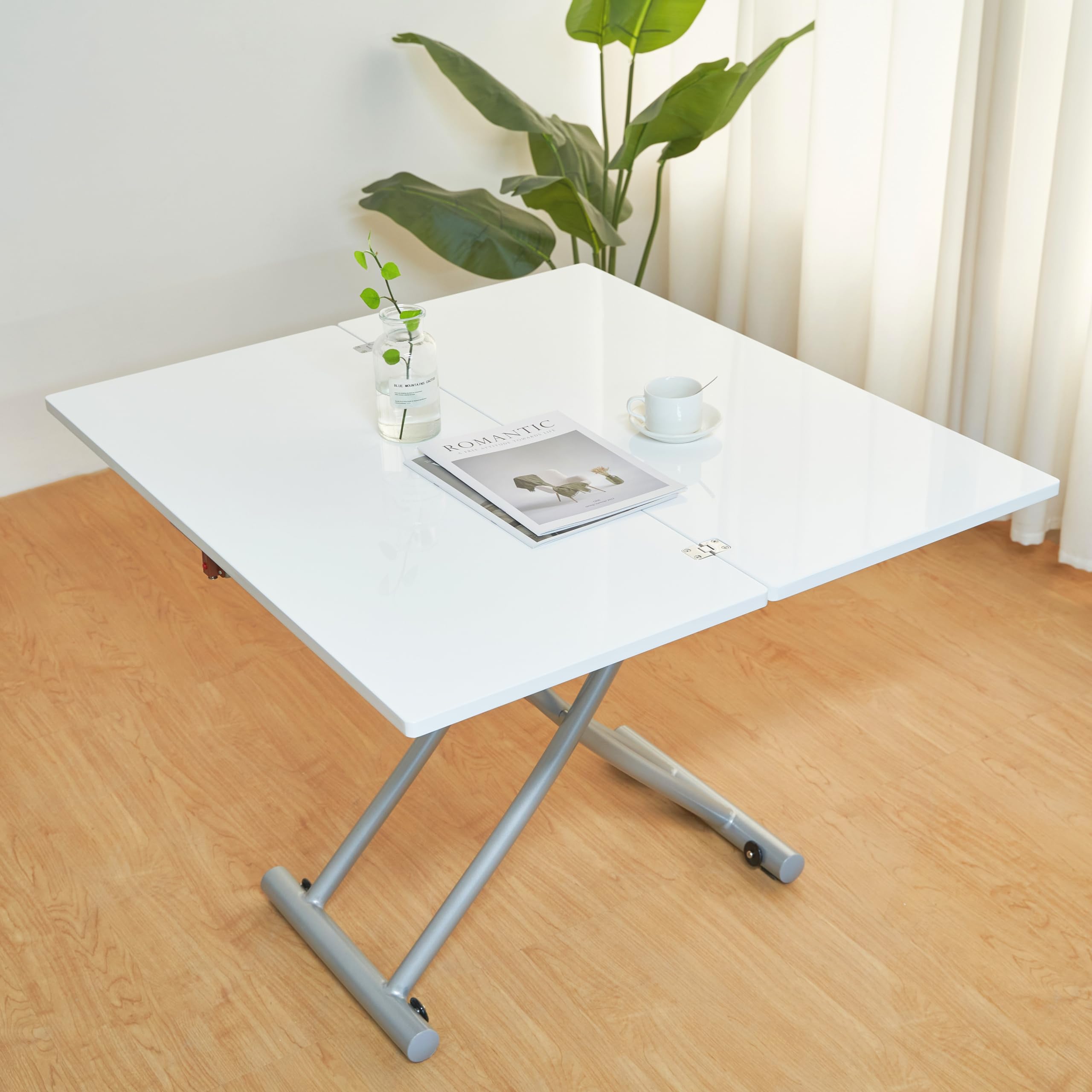 Amazon｜EWIN 折りたたみ 昇降式テーブル 天板が2倍に広がる 高さ調節