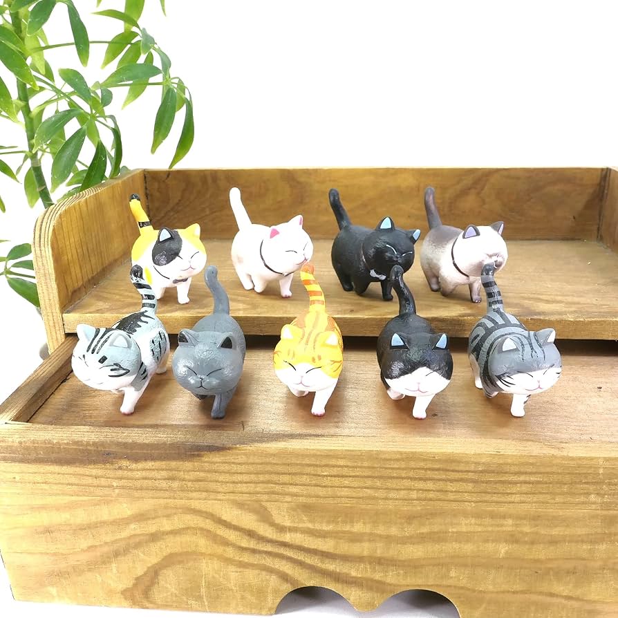 Amazon.co.jp: ミニチュア 猫 9匹セット かわいい ネコ オブジェ