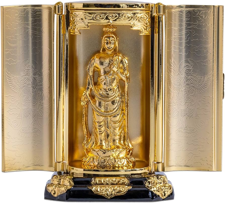Amazon｜仏像 十一面観音菩薩 厨子入り(金メッキ/24金)＿『天台宗