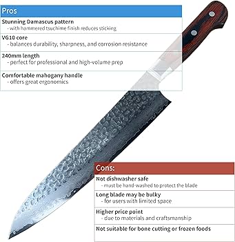 Amazon | 堺孝行 槌目ダマスカス VG10割込み 33層 牛刀240mm 07396