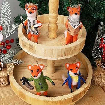Amazon.com: Watereem Set of 4 Christmas Felt Fox Ornaments, Mini