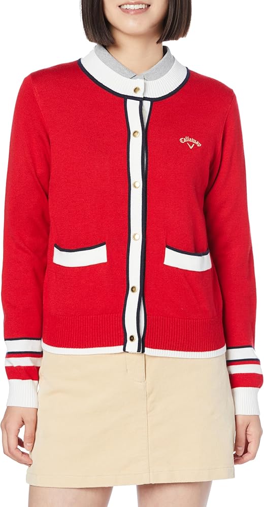 Amazon | [キャロウェイ] レディース クルーネックカーディガン (ワン