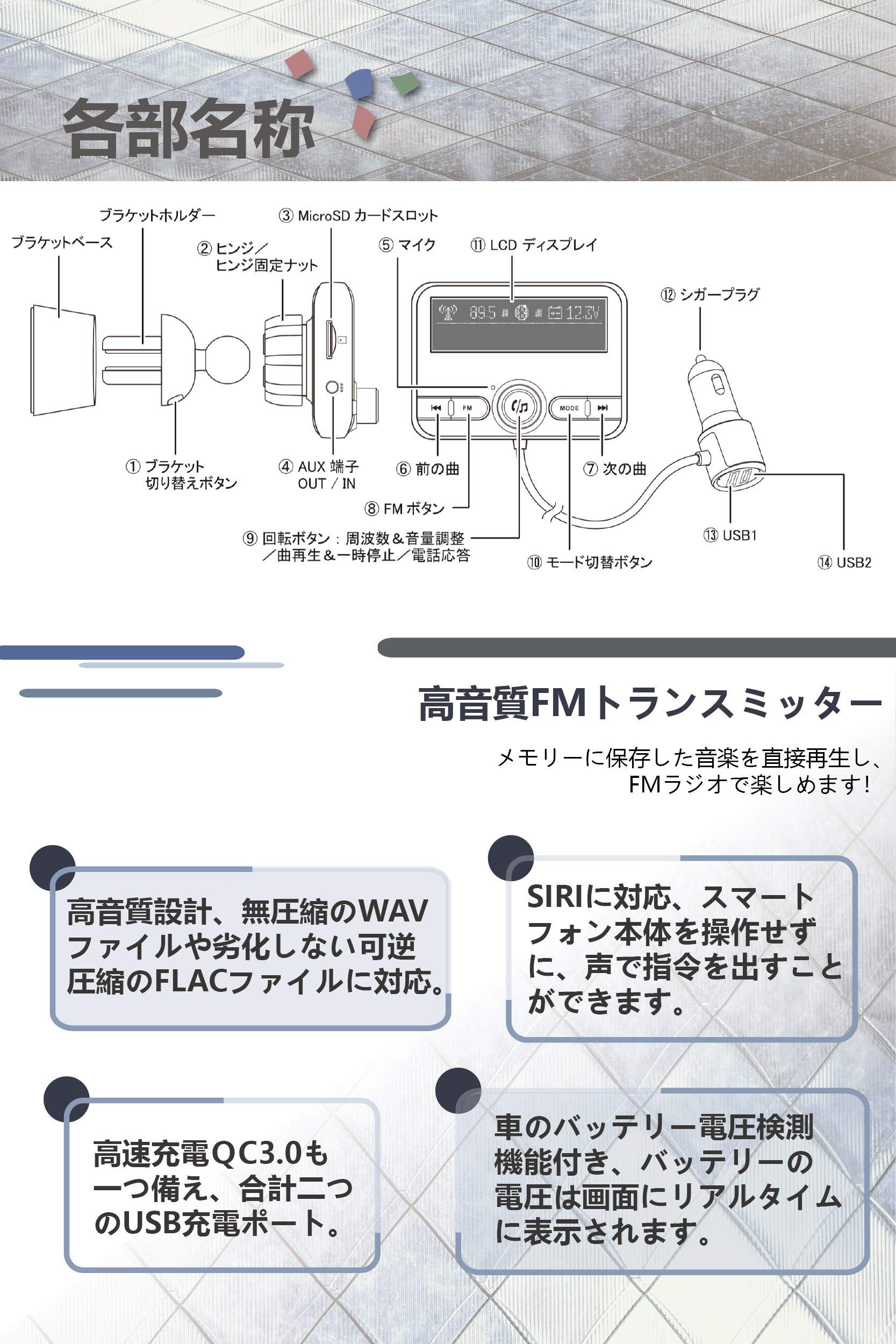 Amazon.co.jp: SaiEL FMトランスミッター Siri対応 Bluetooth 4.2