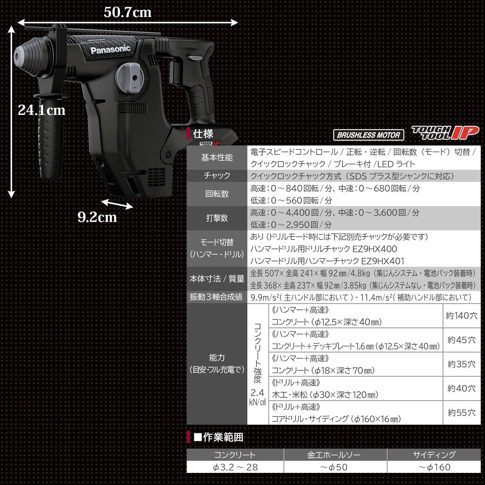 Amazon | パナソニック(Panasonic) 充電ハンマードリル 28.8V 本体のみ