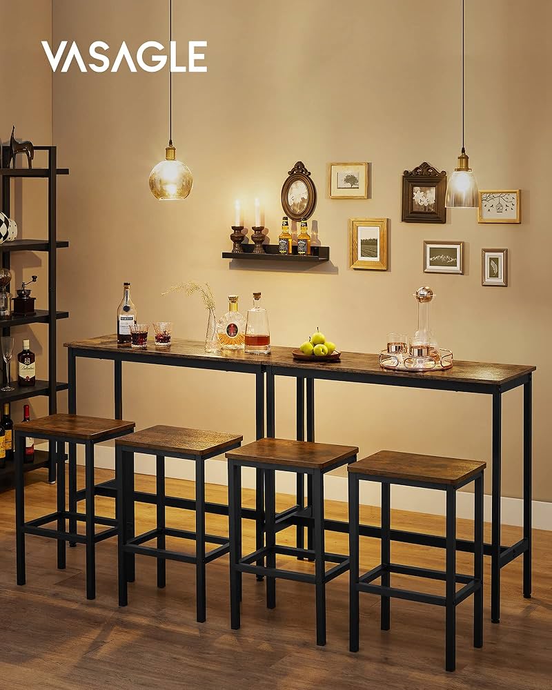 Amazon｜VASAGLE カウンターテーブル チェア 3点セット 木目調