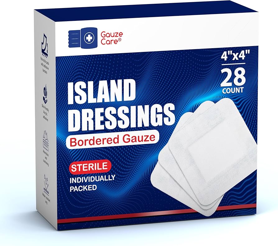 Amazon.com: GauzeCare Island Dressing 4x4 inch 28 Pcs