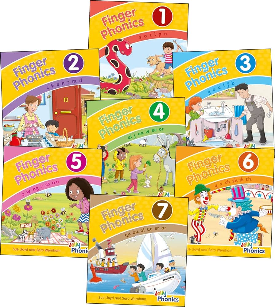 Jolly Phonics Finger Books 1-7: in Precursive Letters (British