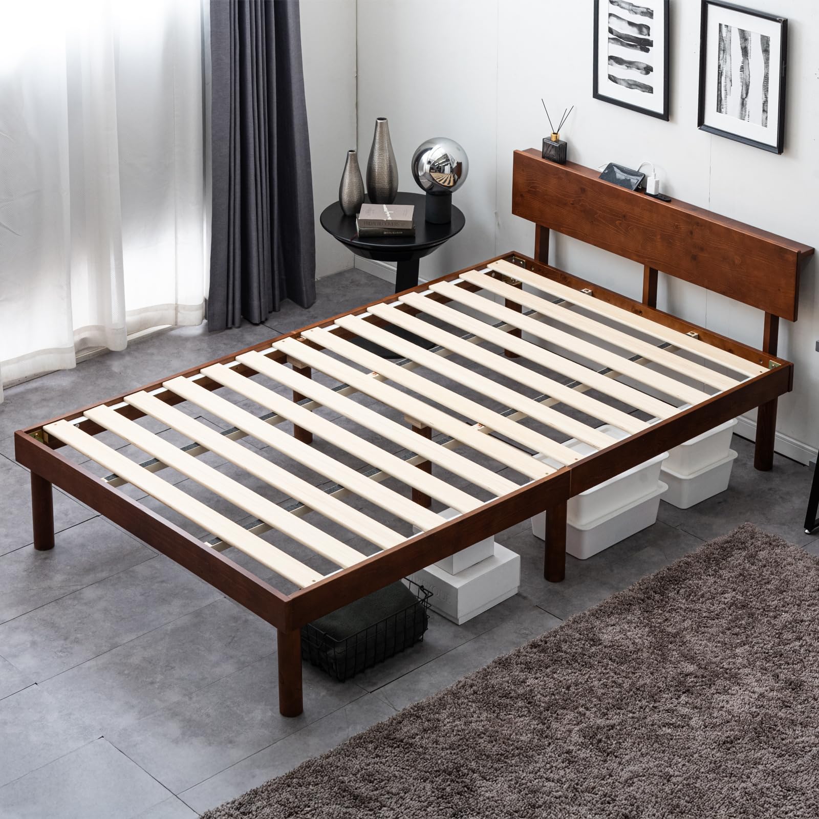 Amazon｜タンスのゲン ベッド セミダブル 天然木 北欧パイン材使用 宮