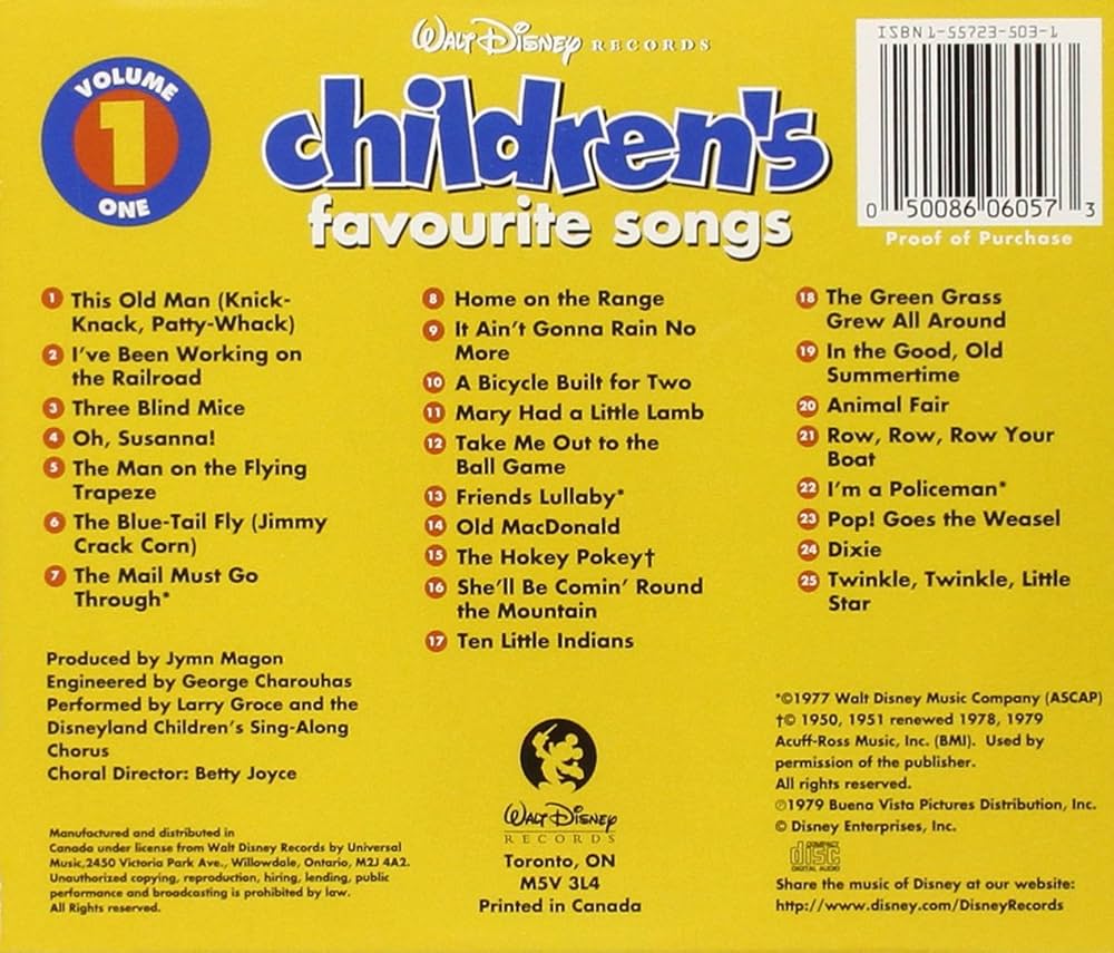 Amazon.com: Disney Records Children's Favorite Songs (Vol. 1): CDs