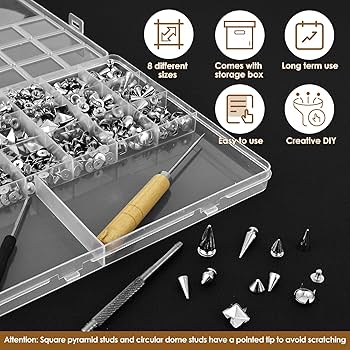 Amazon.com: 359Pcs Punk Spikes and Studs Kit, Cone Spike and Stud