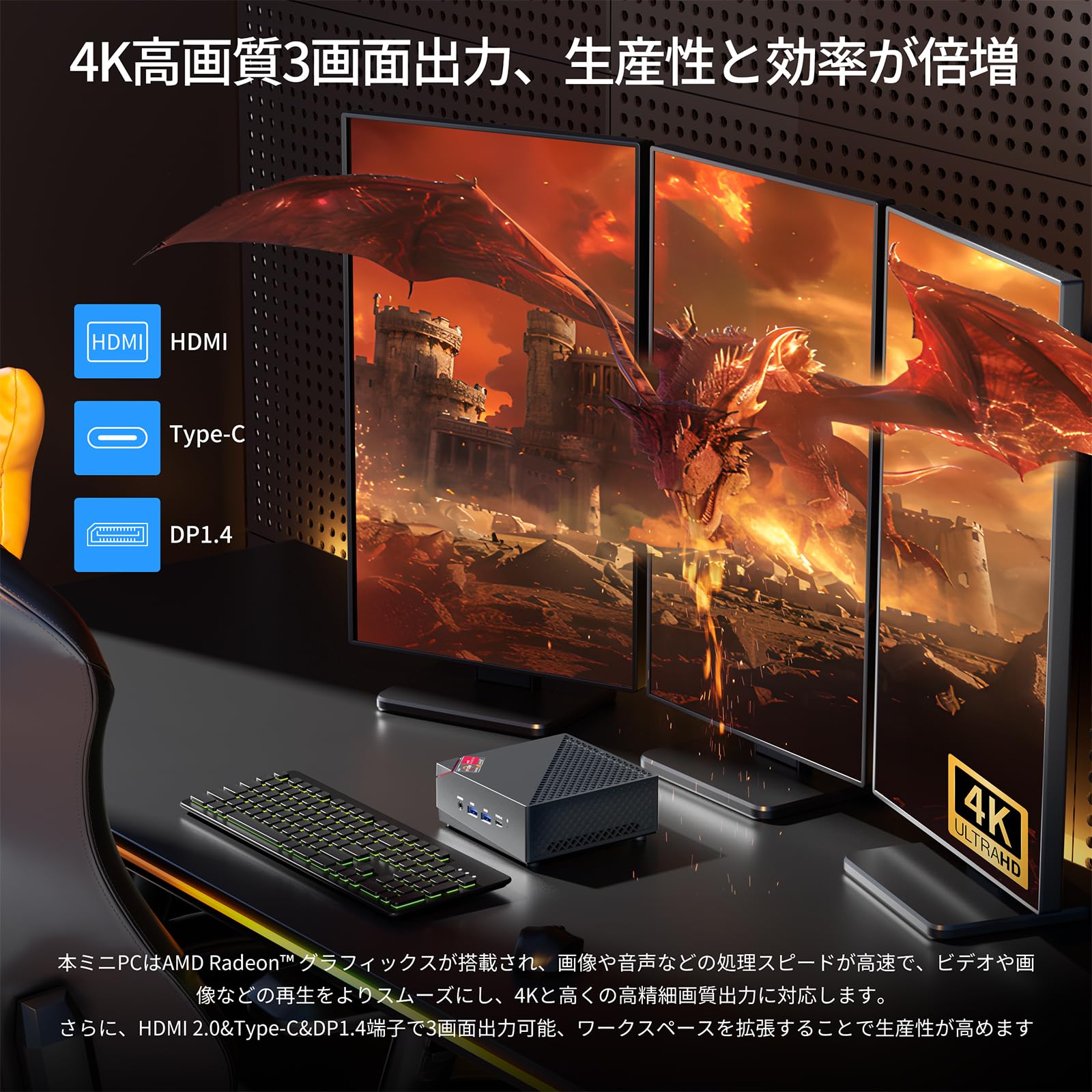 Amazon.co.jp: Nipogi ゲーミング AMD Ryzen7 5700U ミニpc 最大4.3GHz