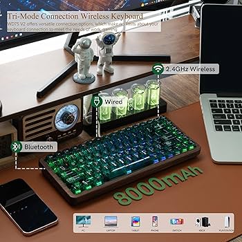 Amazon | ゲーミングキーボード 無線 木製 Womier WD75 V2 8000mAh
