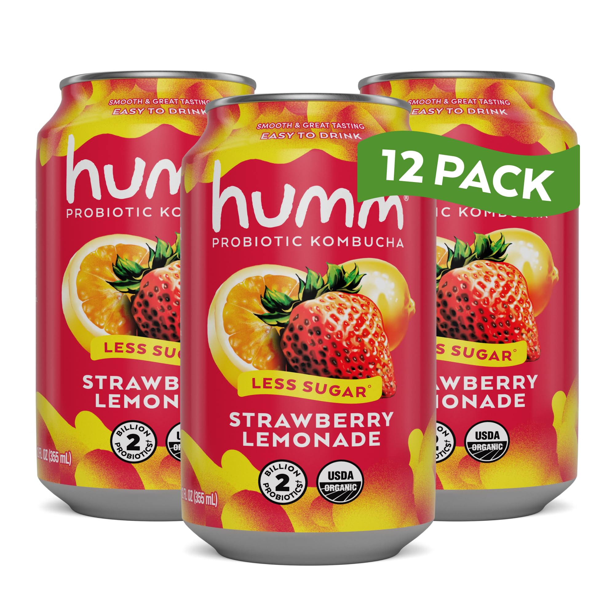 Amazon.com: Humm Kombucha Strawberry Lemonade, Organic, Vegan