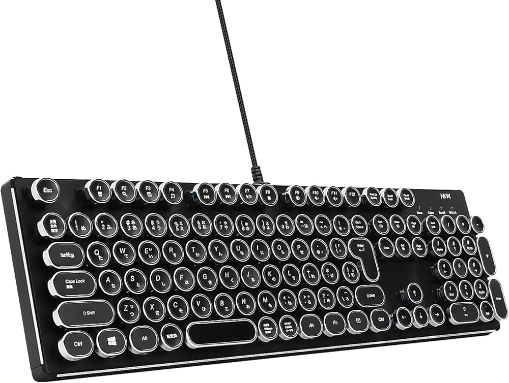 Amazon.co.jp: HKW タイプライター風メカニカルキーボード 青軸 JIS