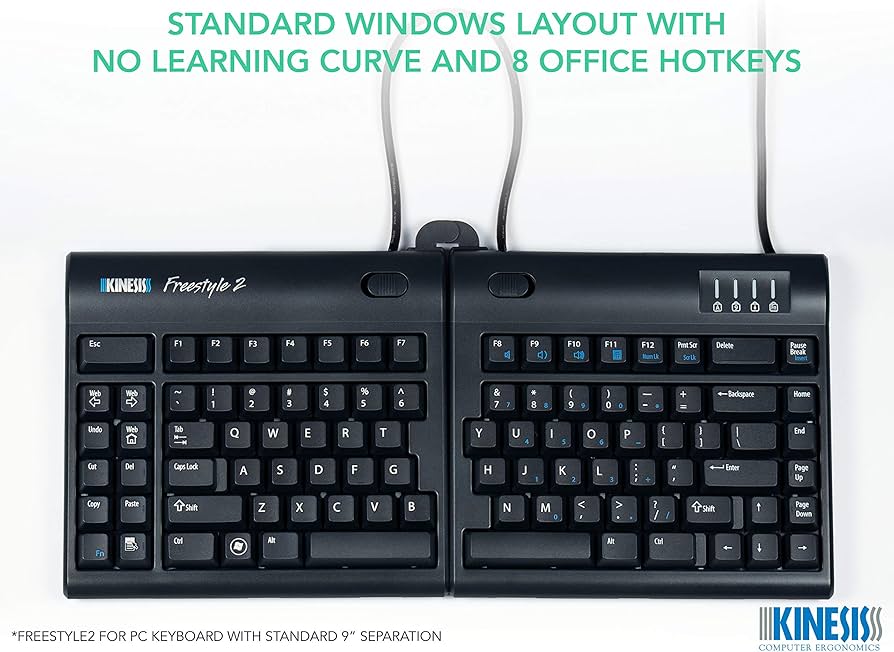 Amazon.com: KINESIS Freestyle2 USB-A Ergonomic Keyboard w/ VIP3