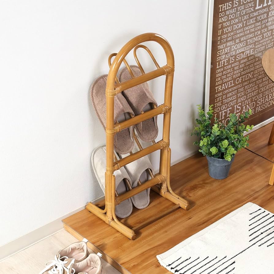 Amazon.co.jp: 不二貿易 スリッパラック ラタン 玄関収納 軽量 籐 幅30