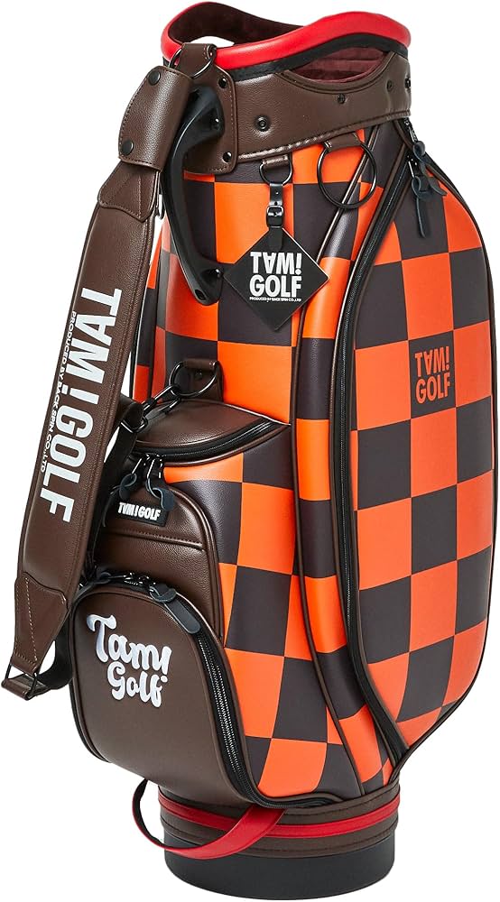 Amazon | TAM!GOLF チェック柄キャディバッグ カートタイプ 9インチ