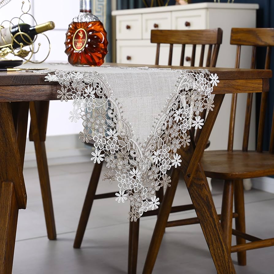 Amazon｜Q'foo テーブルランナー レース 刺繍 センタークロス 北欧