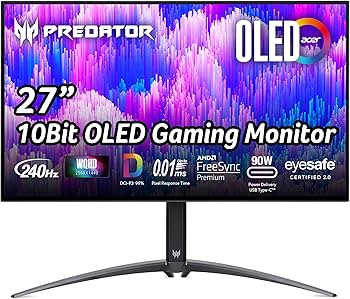 acer Predator X27U Gaming Monitor 27 Inch WQHD, 240Hz DP/Type-C