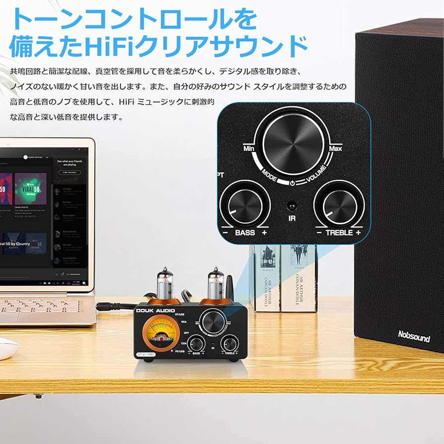 Amazon | Nobsound ST-01 PRO 6K4 Bluetooth 5.0 真空管アンプ VU