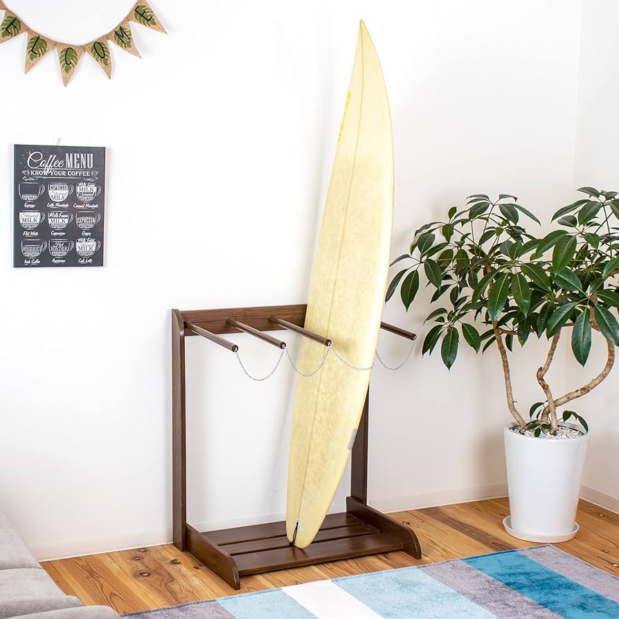 Amazon.co.jp: サーフボードラック (4本立て) 縦置き ウッド ボード