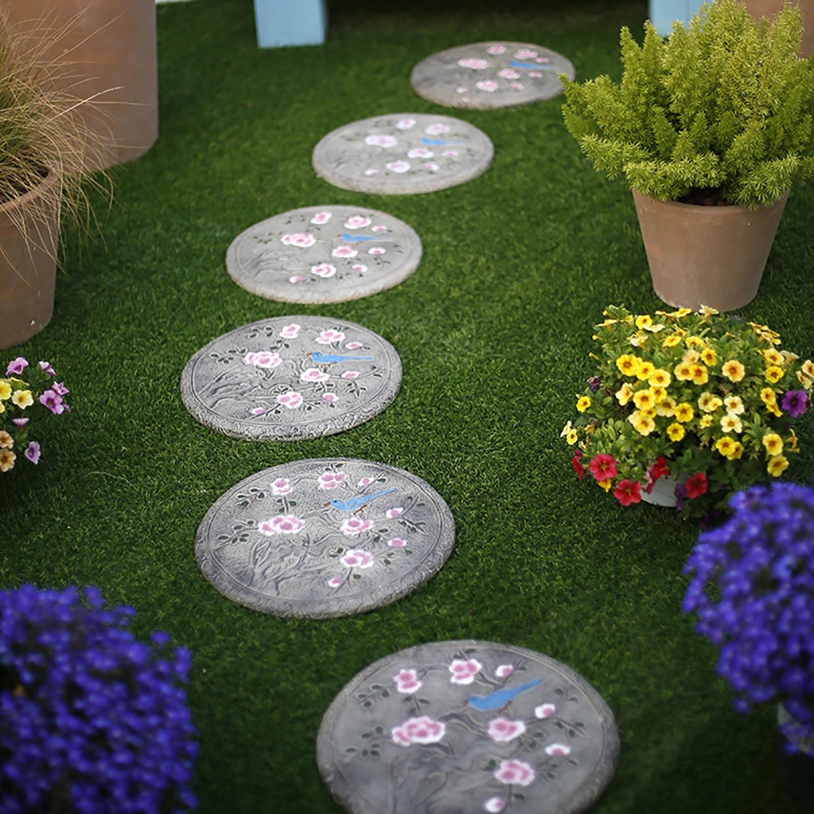 Amazon.co.jp: 飛び石 庭 おばあちゃんの芝生用フラワーステップ