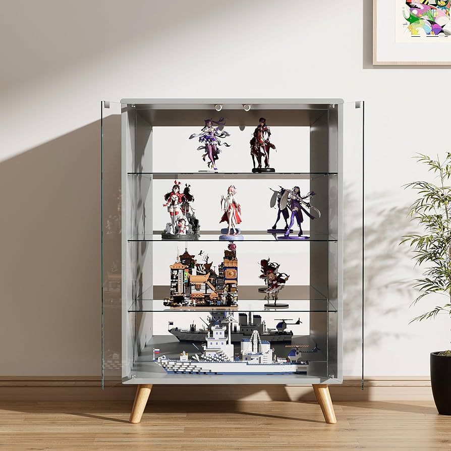 Amazon.co.jp: コレクションシェルフ ワイド大容量 ガラスディスプレイ