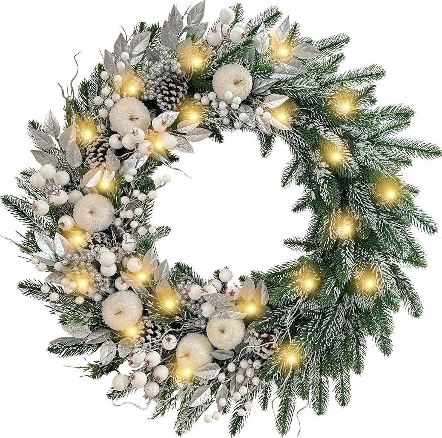 Amazon.com: WANNA-CUL Pre-Lit 30 Inch Large Christmas Wreath for