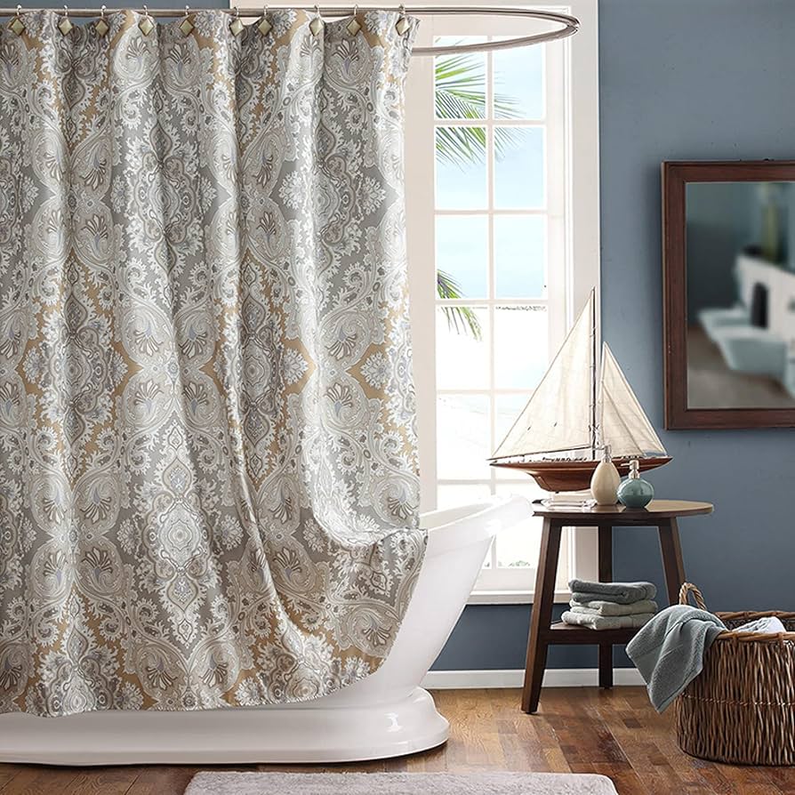 Amazon｜Mdugnm シャワーカーテン アンティーク調 遮像 防カビ 防水 お
