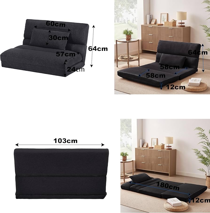 Amazon｜折りたたみ ソファベッド 幅103cm 2人掛け リクライニング5