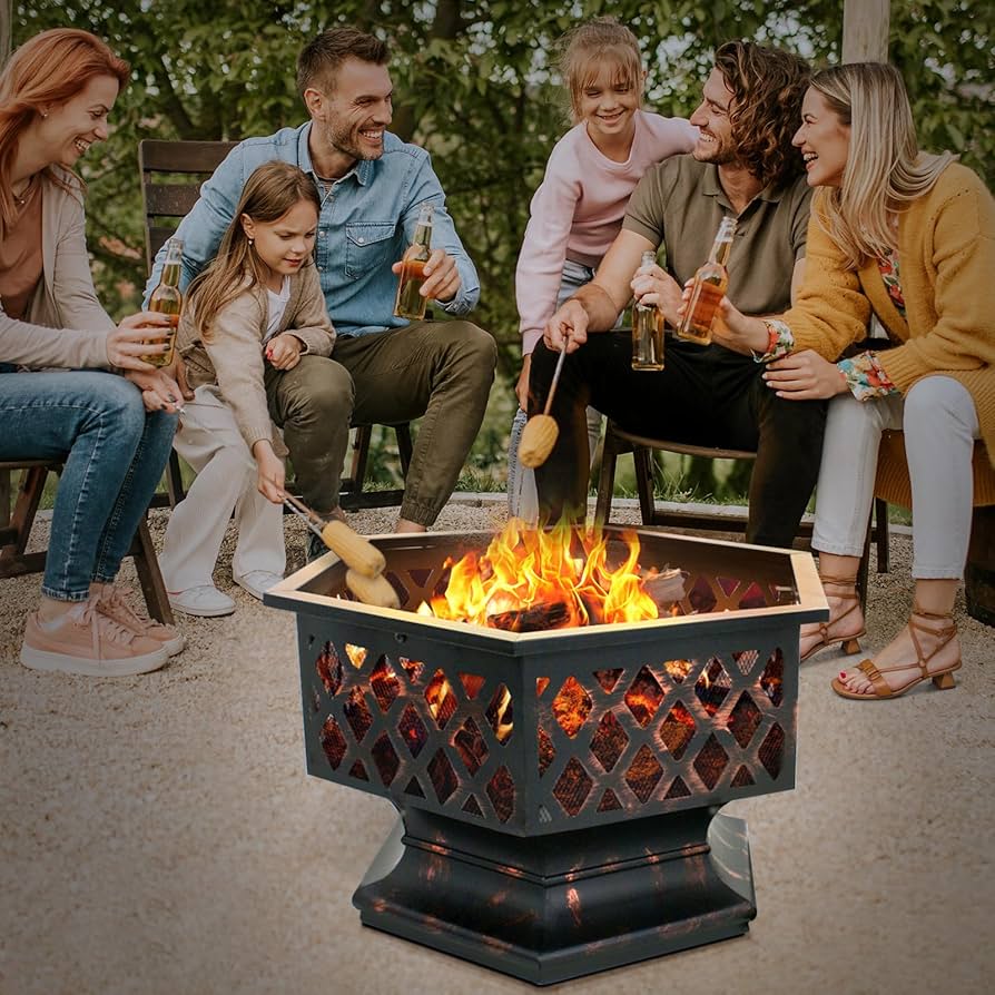 Amazon.com : 24 Inch Outdoor Fire Pit with Spark Screen, Outdoor