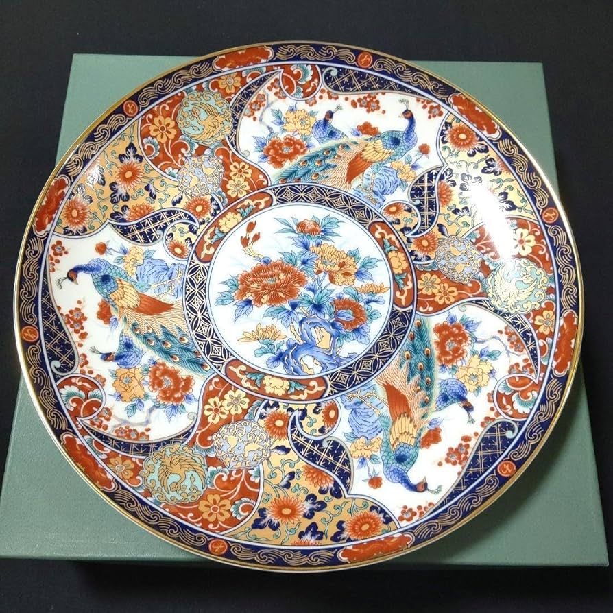 Amazon.co.jp: 有田焼 丸五謹製 伊万里 花鳥 牡丹 孔雀 色絵 金襴手