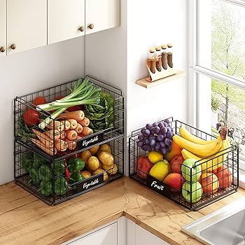 Amazon.com: JKsmart 3 Pack XXL Stackable Wire Baskets with Handles
