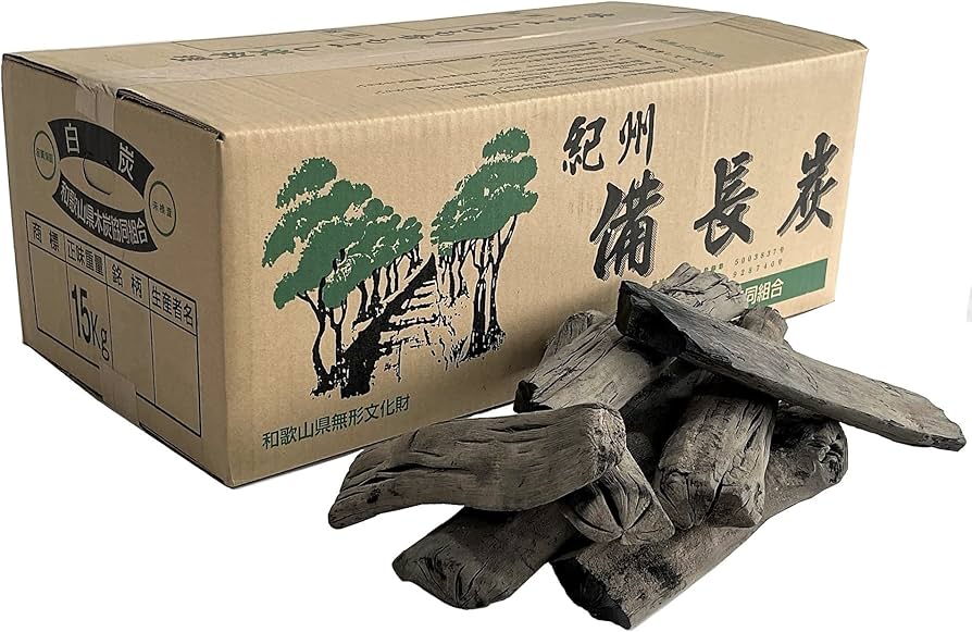 Amazon.co.jp: 紀州備長炭 半丸 15kg ウバメガシ 国産 和歌山 白炭 黒