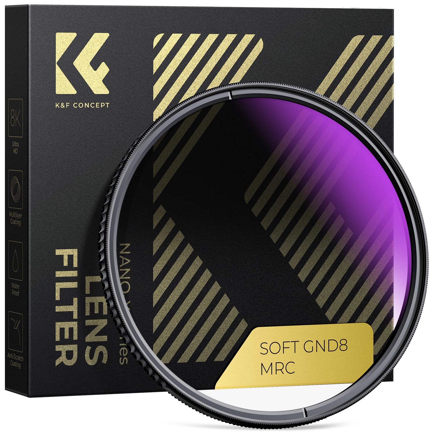 Amazon | K&F CONCEPT 49mm ハーフNDフィルター GND8 ソフト