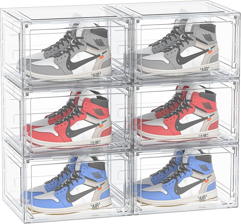 Amazon｜シューズボックス 6個大容量収納ボックス 透明なフロント